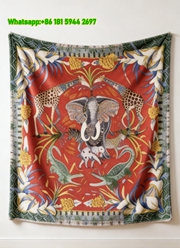 Hermes Red Luxury Scarf Print Collage Flannel Sofa Throw Blanket IMG_5340